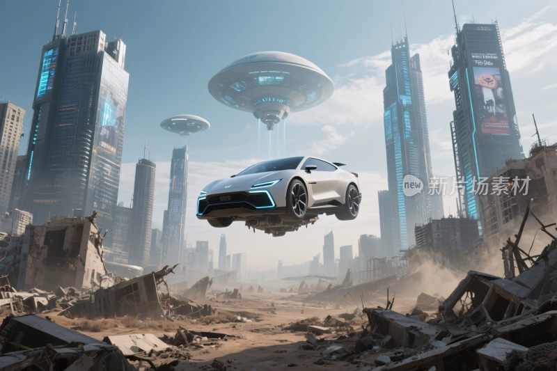 未来城市飞行汽车场景