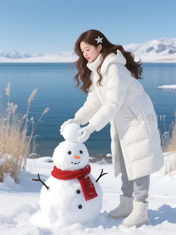 雪地里的美丽雪人