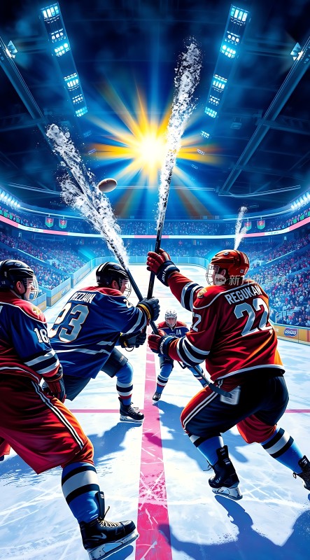 冰球激战红蓝两队对决