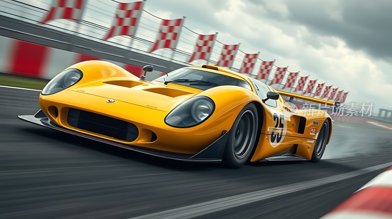 赛道上的黄色赛车