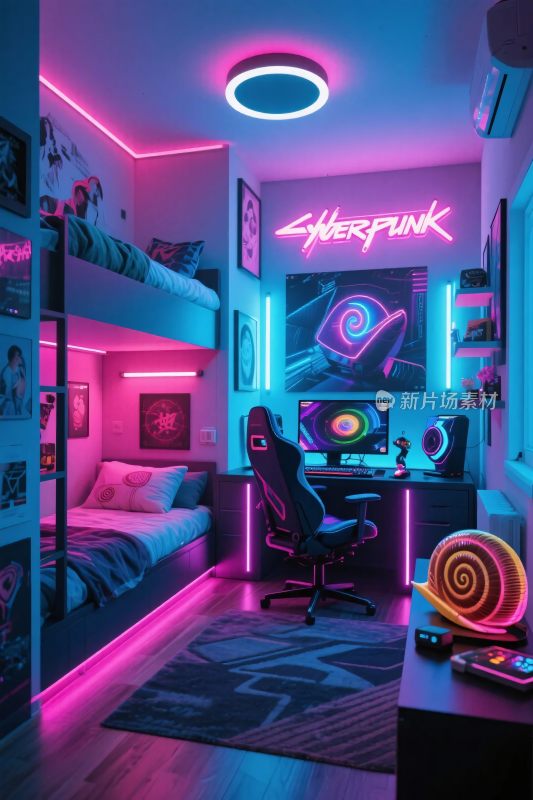 霓虹电竞主题房间
