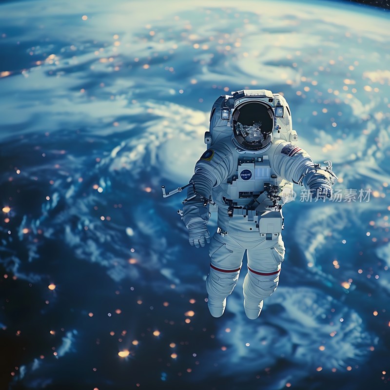 宇航员太空漫步地球背景