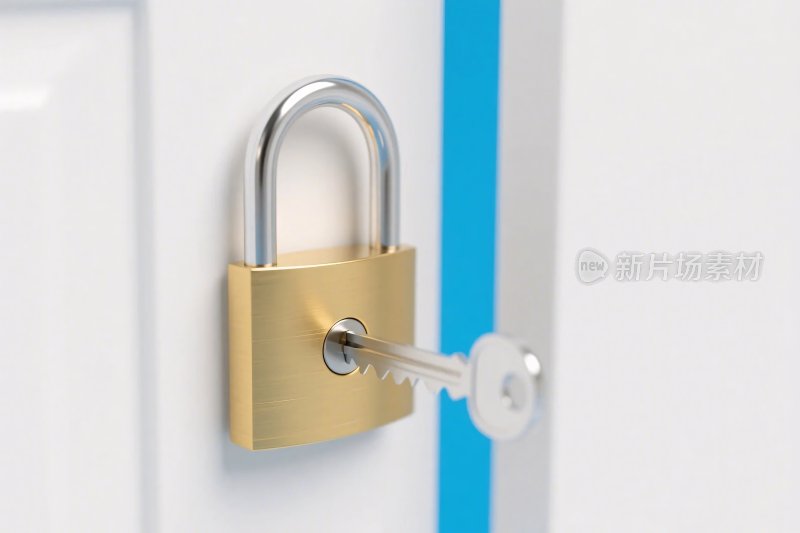 金色挂锁与钥匙画面