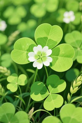 清新四叶草小花插画