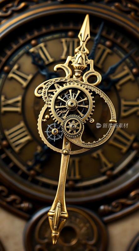 古铜色时钟齿轮装置