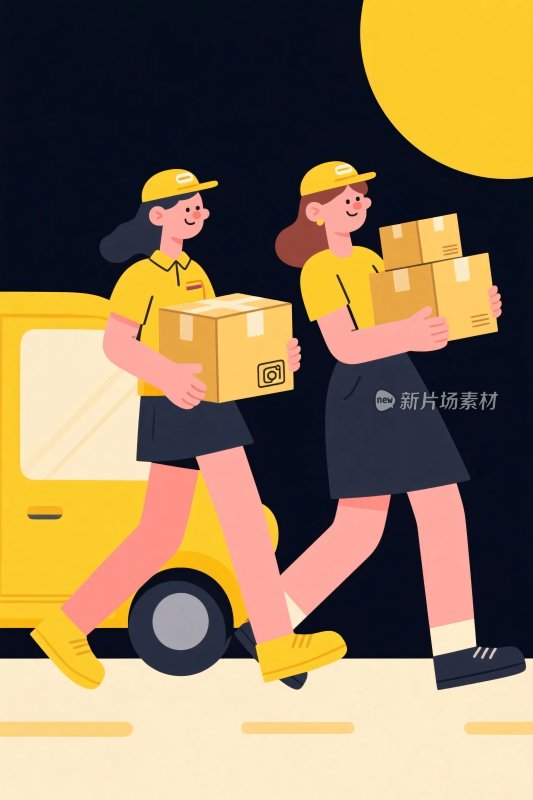 快递配送插画