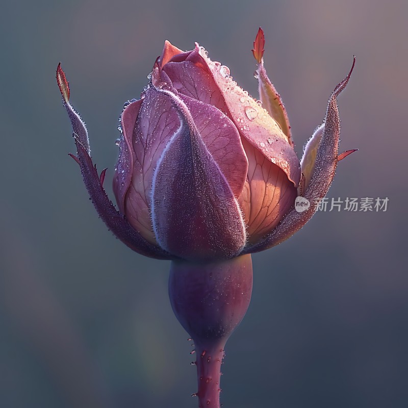 晨露轻抚玫瑰蕾