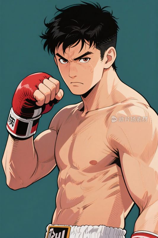 拳击动漫风格人物插画