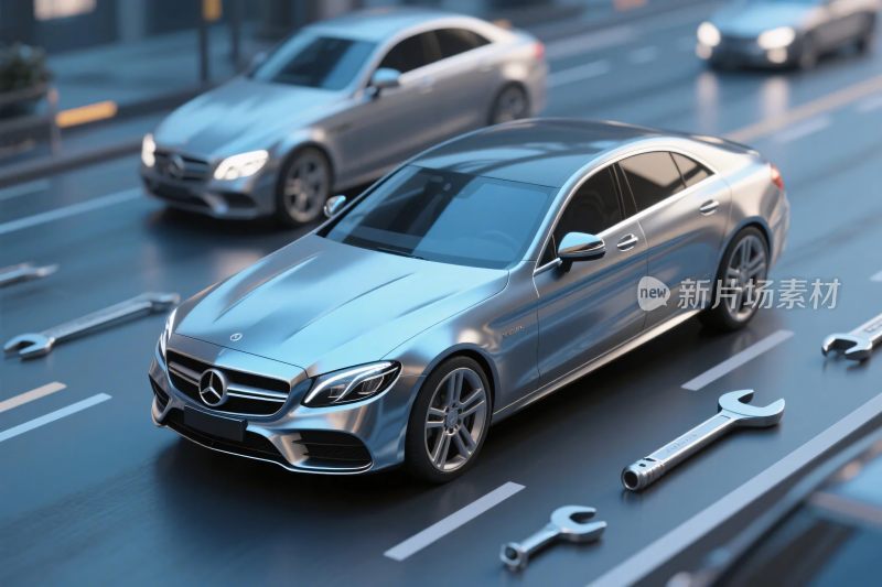 汽车维修场景插画