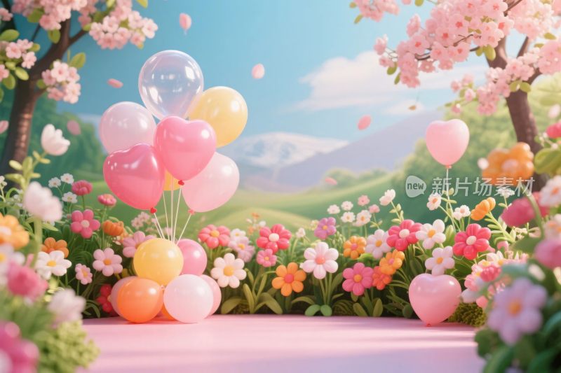 梦幻花园气球鲜花场景