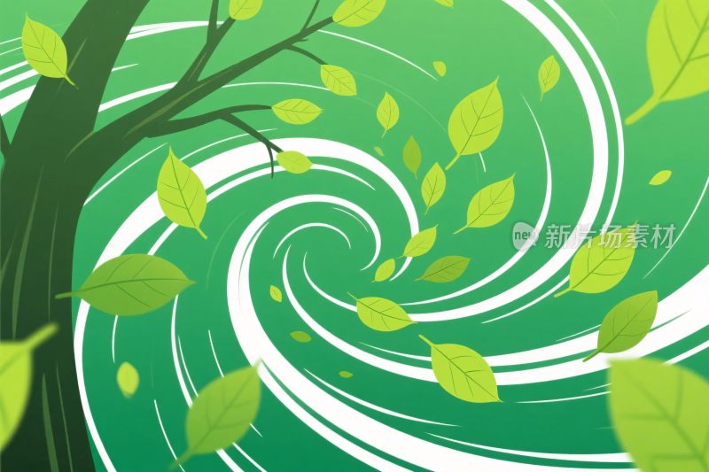 绿色漩涡树叶插画