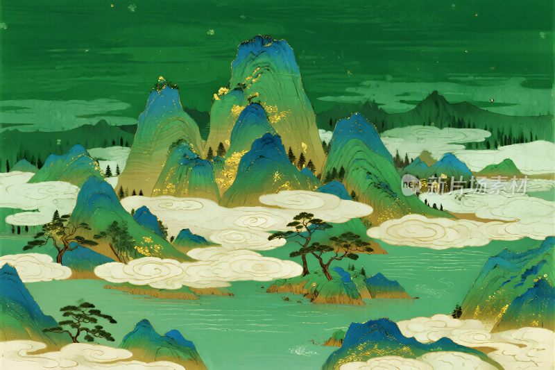 传统山水风景插画