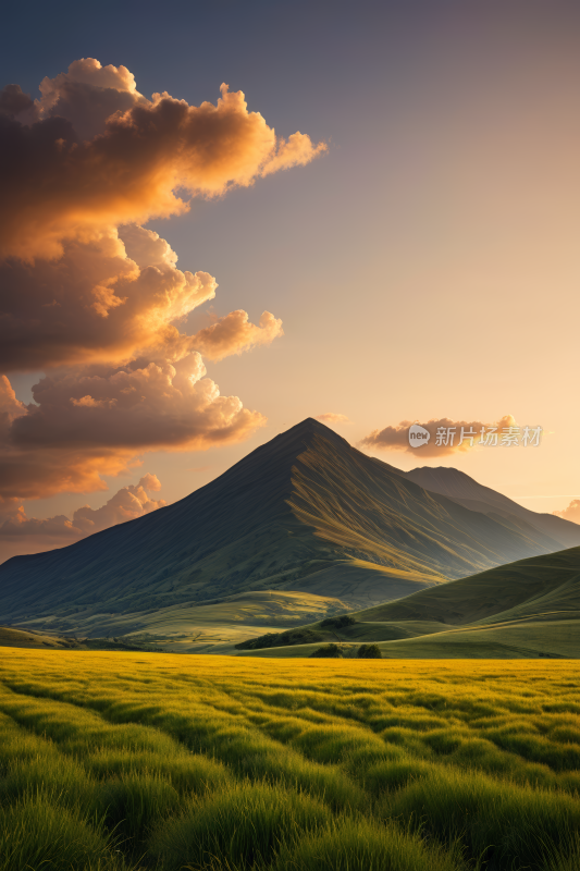 山脉一片草地高清风景图片