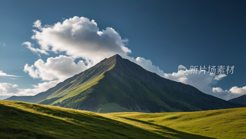 一座山山坡上长满绿草风景风光高清图片