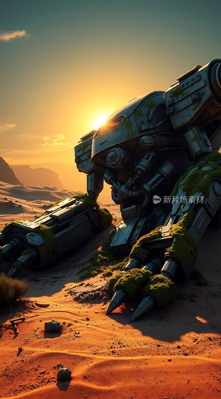 机械巨兽与沙漠日落