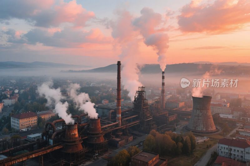 工业厂区黄昏场景