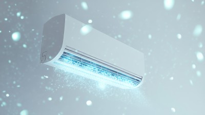 夏季，空调制冷冷气吹风设计特效图AIGC