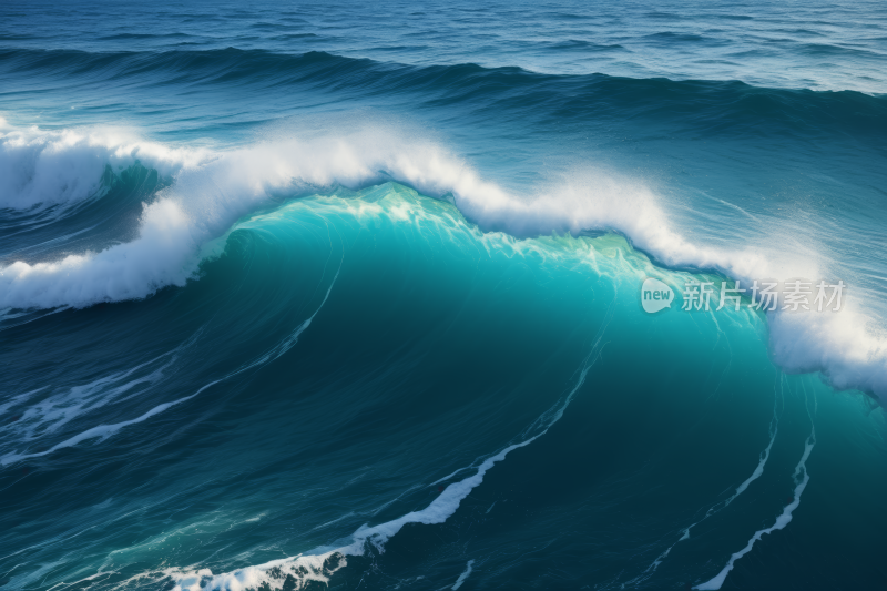 海洋中一股大浪破裂的浅滩高清风景图片