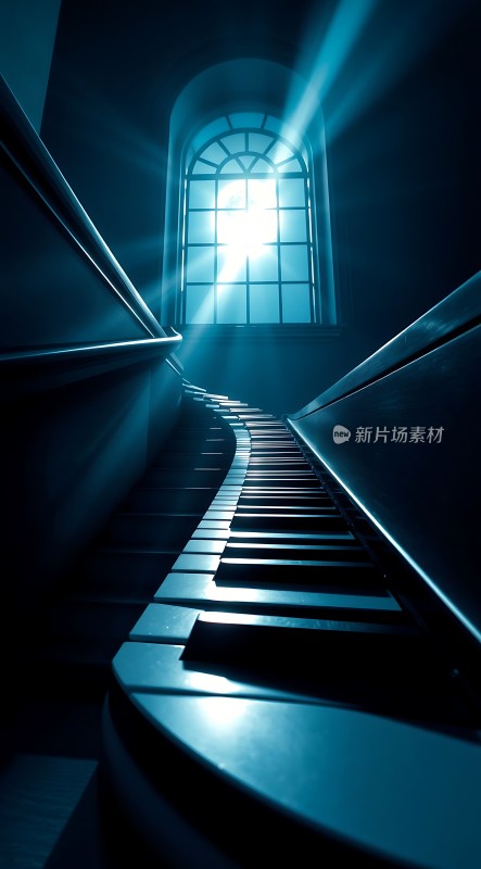 钢琴楼梯阳光下的音乐之路