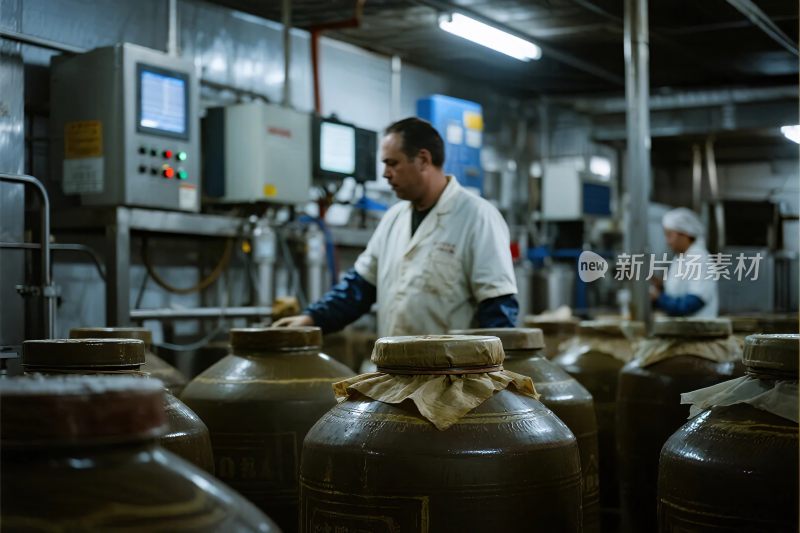 工厂内工人操作容器场景