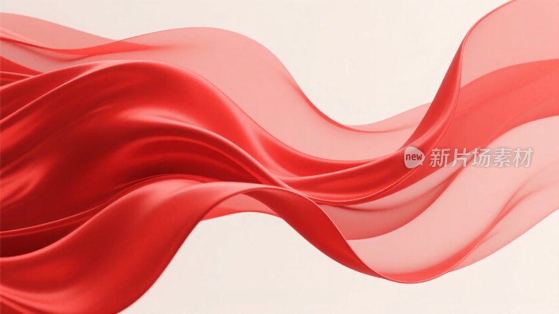 飘动的红色丝绸