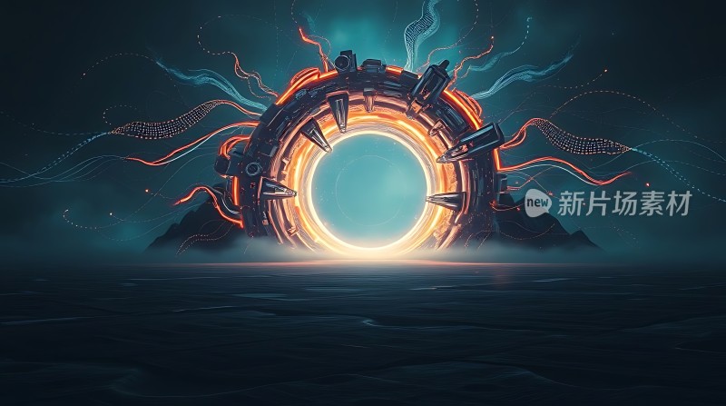 新片场素材未来科技穿越时空之门