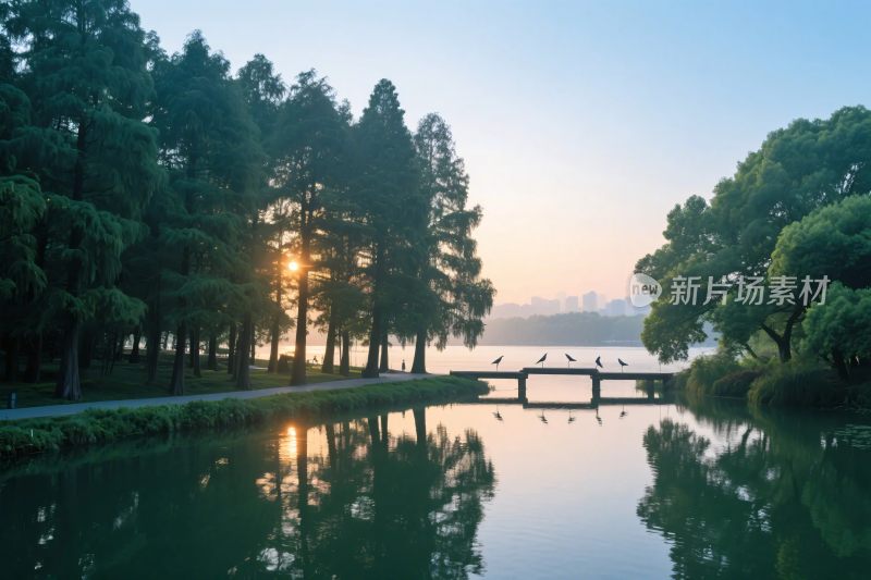 湖边自然风景图