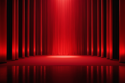 带有聚光灯和红色窗帘的红色舞台背景图片 带有聚光灯和红色窗帘的红色舞台背景图片