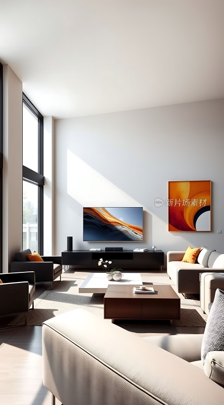 现代客厅设计简约风格色彩搭配和谐家具摆放合理