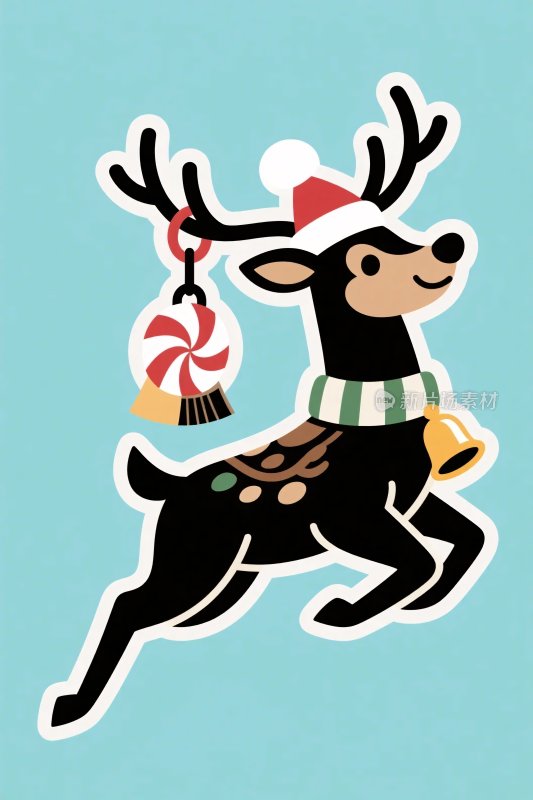 圣诞主题卡通驯鹿插画