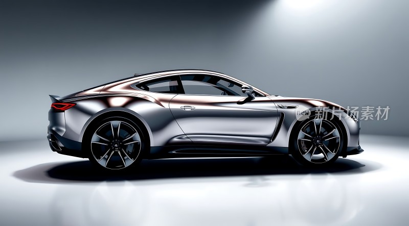 未来座驾银色跑车侧视图