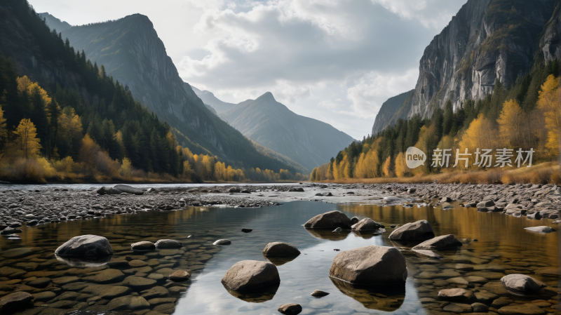 山中的一条河高清风景图片