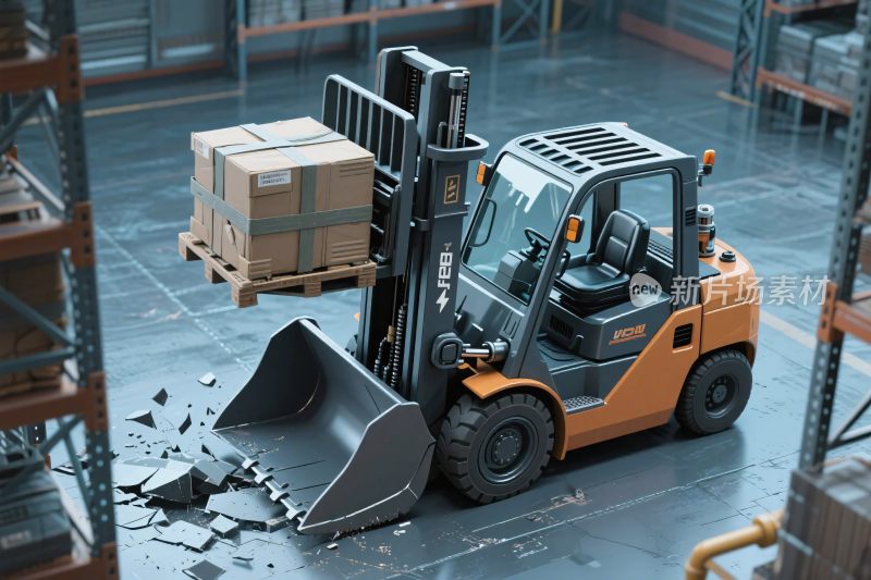 仓库叉车货物破损场景