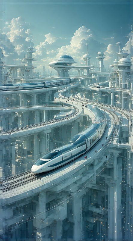 未来之城高速列车与科技建筑