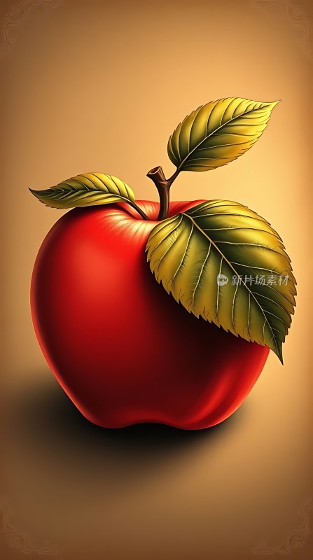 红苹果与绿叶
