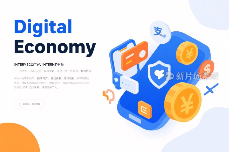 数字经济主题插画