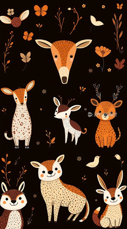 森林精灵可爱鹿群与自然和谐共处