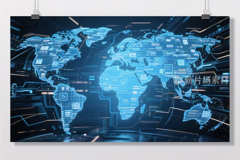 全球数字化世界地图插画