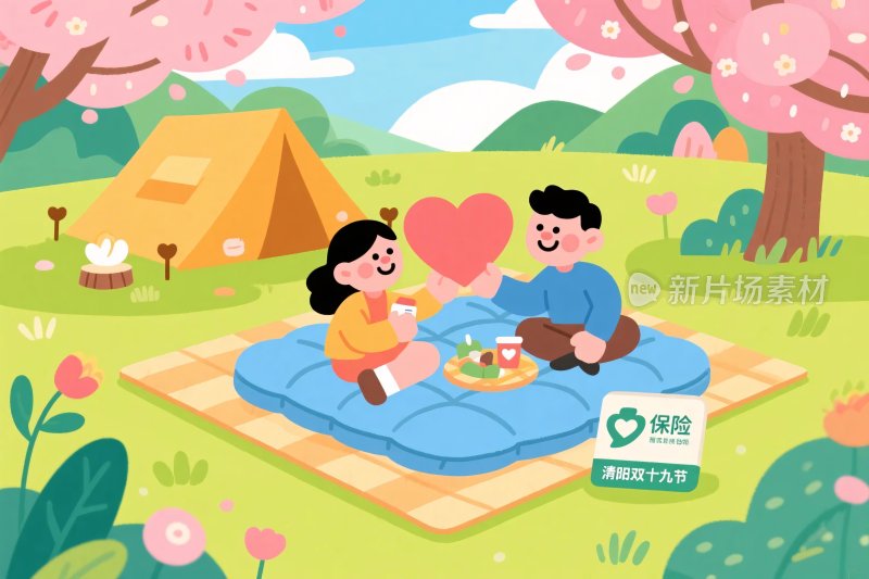 情侣户外野餐浪漫场景