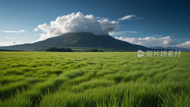 草地一座山高清图片