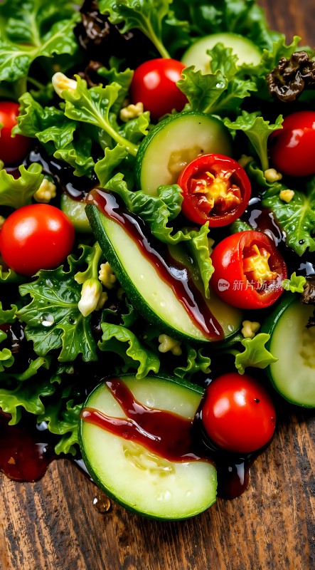 新鲜蔬菜沙拉色彩鲜艳营养丰富