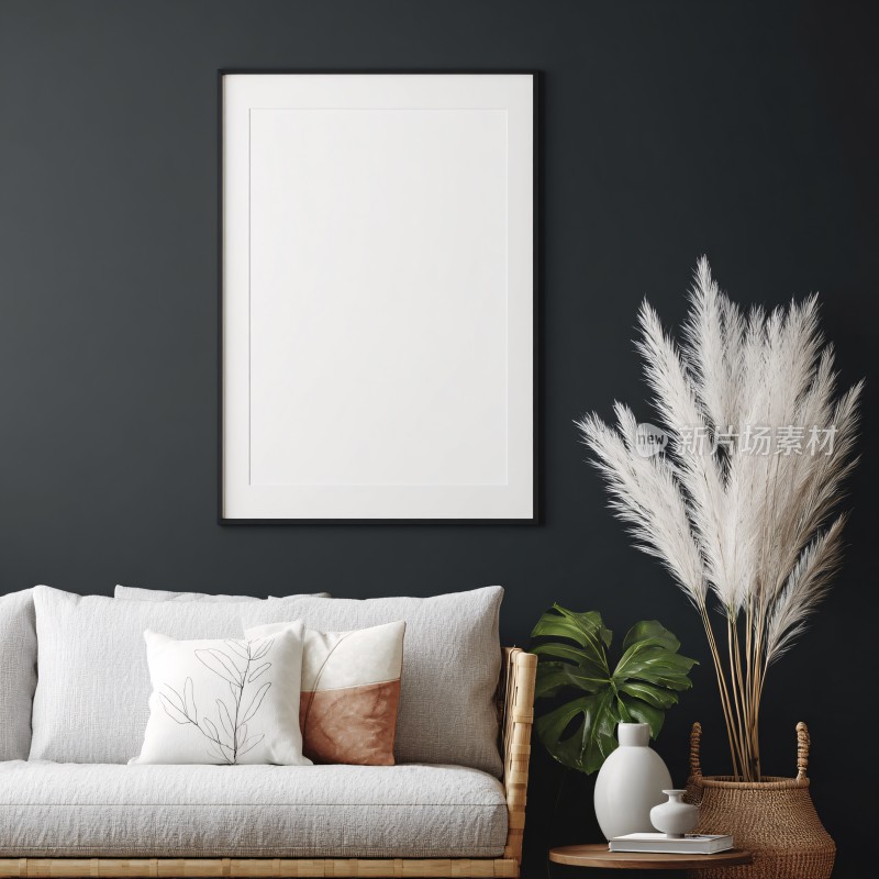 简约客厅空白画框装饰场景