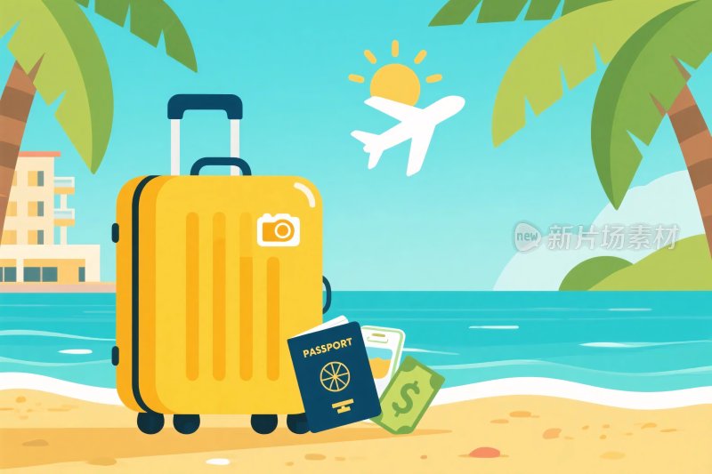 夏日旅行插画场景