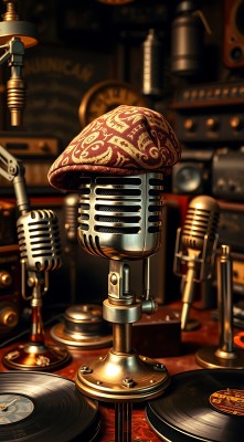 复古麦克风与黑胶唱片 复古麦克风与黑胶唱片