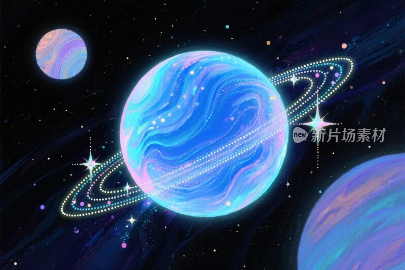 梦幻星空星球插画