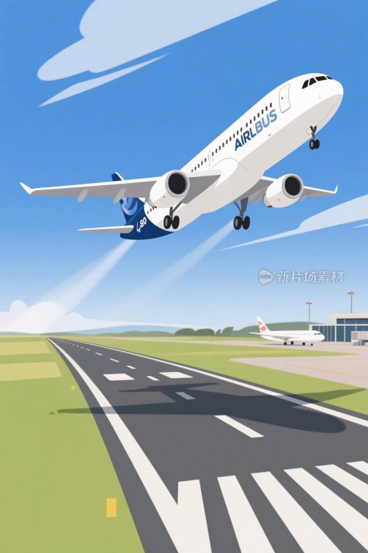 飞机起飞跑道场景