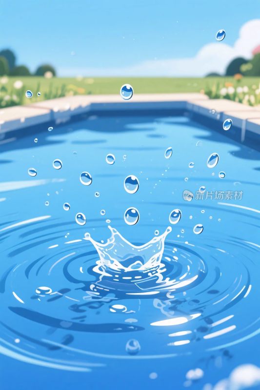 水花飞溅泳池插画
