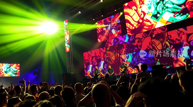 舞台灯光璀璨观众热情高涨的音乐会现场