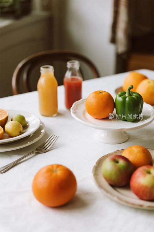 餐桌果蔬与饮品陈列