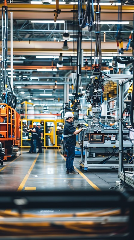 工业生产现场工人操作机器